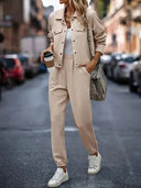 Plus Size Lapel Outfit Set