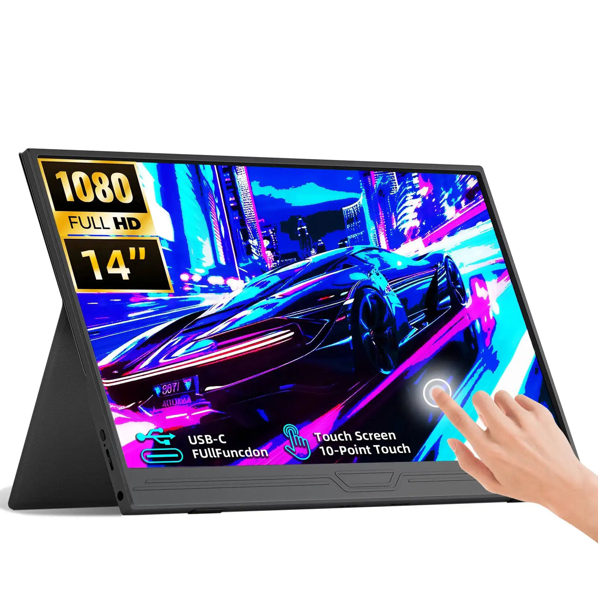 14-inch 1920*1080 Portable Monitor 400cd / m² 60HZ 16: 9 For Laptop XBox PS4 / 5 Switch Cell Phone Computer Extension Office