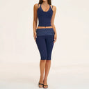 Fitness Set Women Stripes Polka Dot Capri