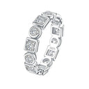 Round Square Moissanite Ring in Sterling Silver