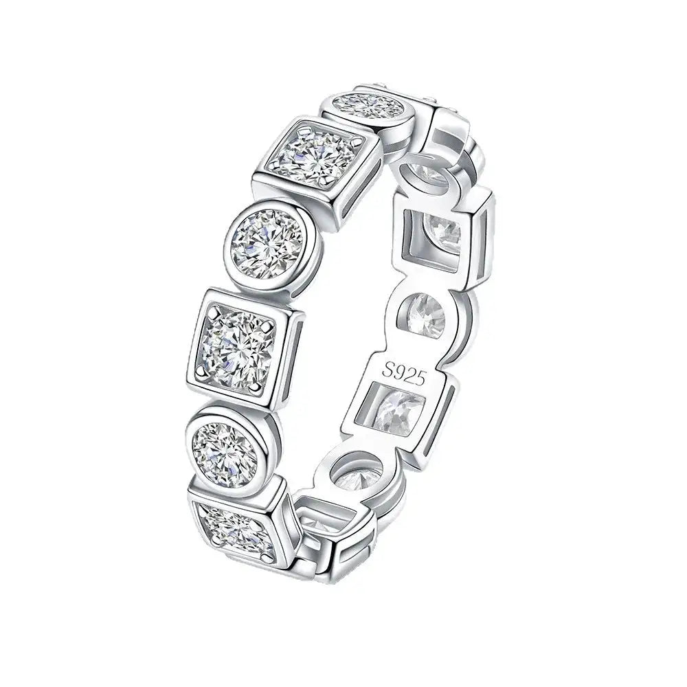 Round Square Moissanite Ring in Sterling Silver — product view 6
