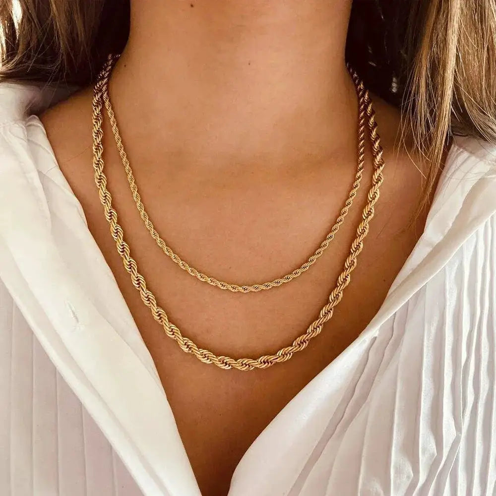 E Manco 316 Rope Chain Necklace Waterproof Gold Jewelry