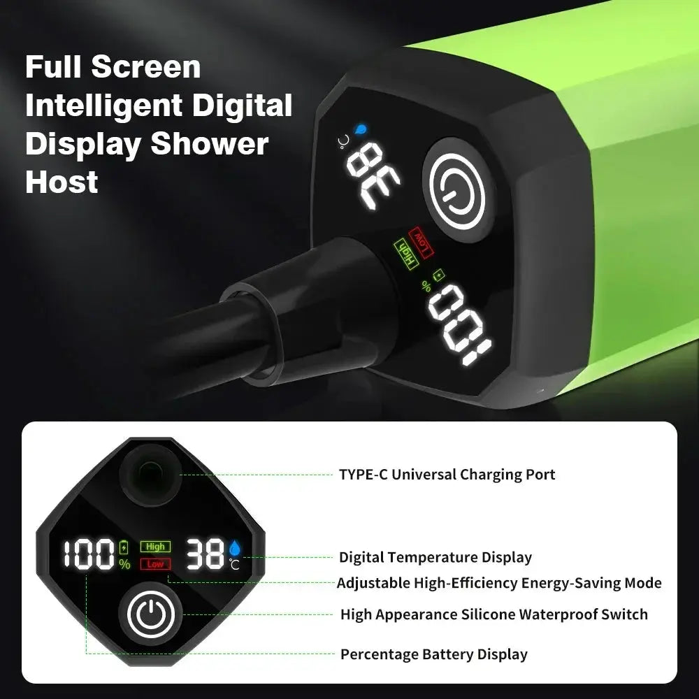 Portable Rechargeable Camp Shower With Intelligent Display