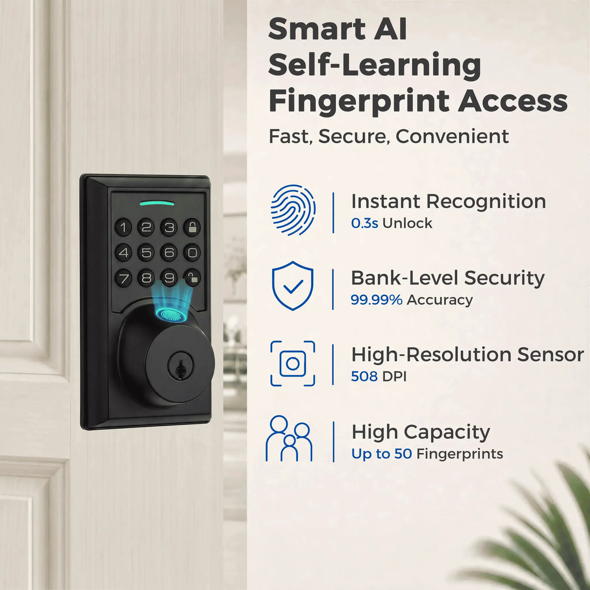 Jodays Fingerprint Smart Deadbolt — product view 2