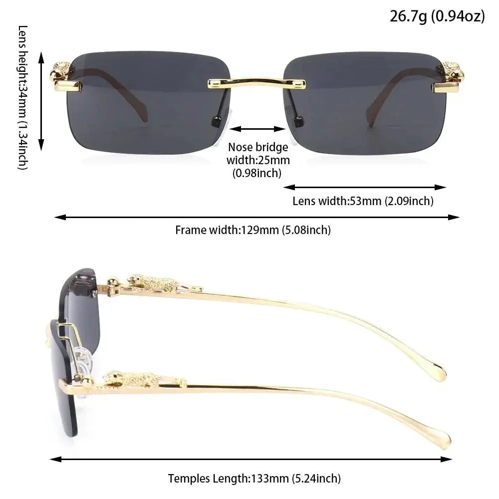Rimless Square Sunglasses Unisex Golden Leopard Frame