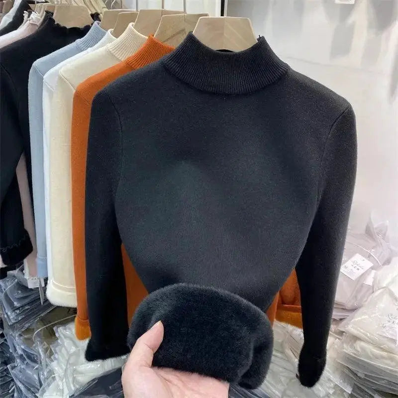 Korean Winter Turtleneck Pullover Cozy Fleece Chic Fashion