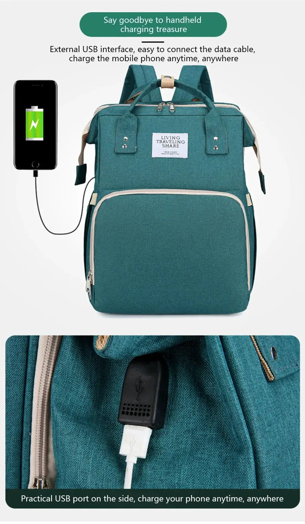 Diaper Backpack With Portable Crib Bed — product view 13