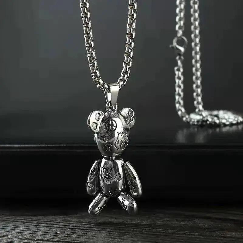 Rebel Bear Necklace Bold Graffiti Street Style Pendant