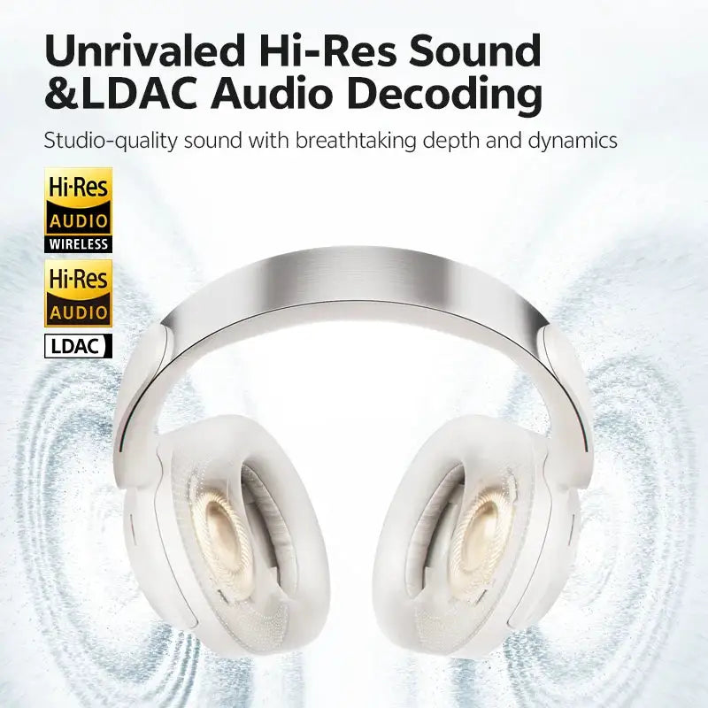 QCY H3S Over Ear Headphone Hi-Res LDAC Spatial Sound Headset H3S -56dB Adaptive ANC Wireless Earphone Bluetooth 6.0 102Hrs
