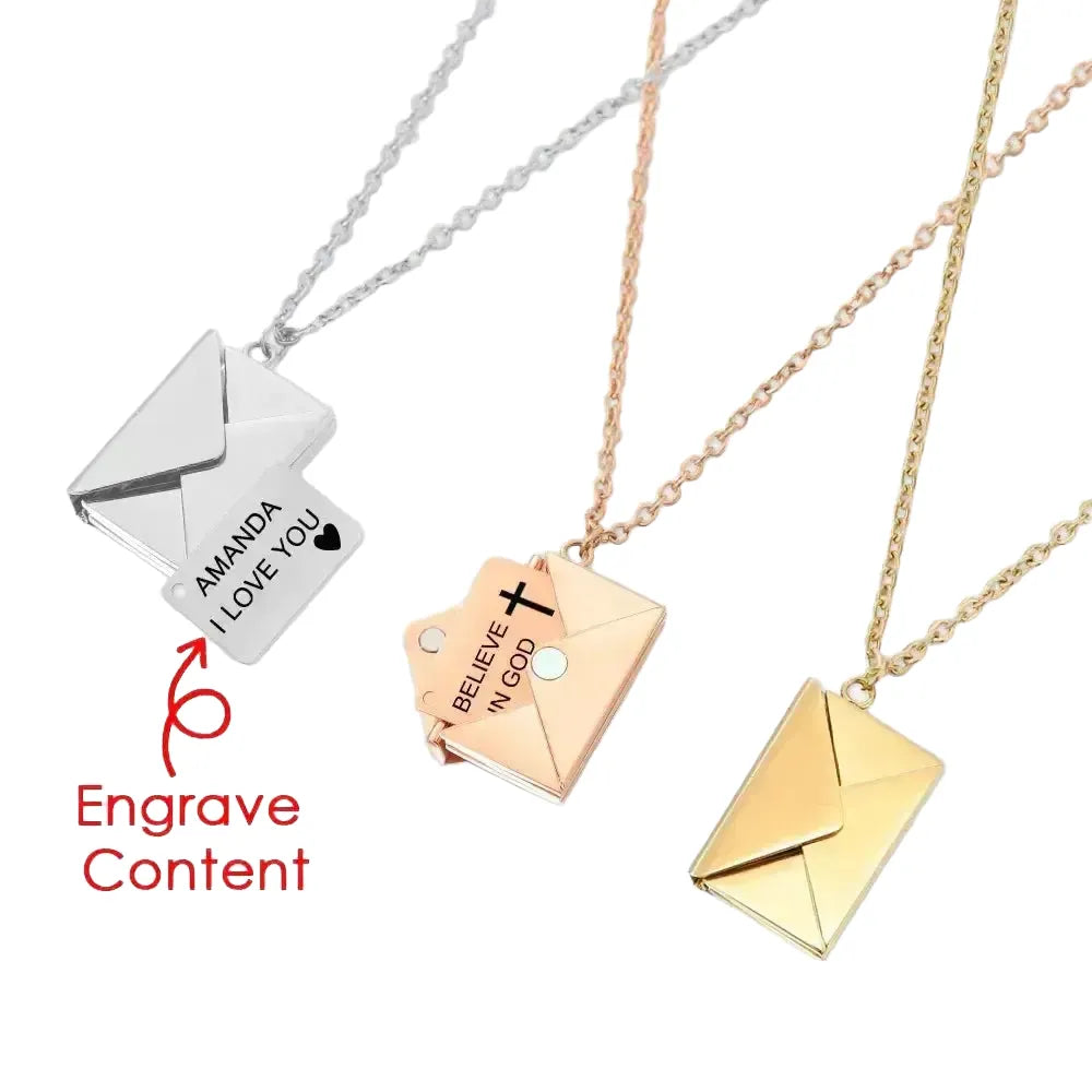 Custom Letter Envelope Necklace - Her — product view 1