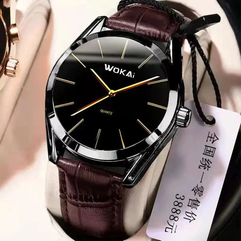 Mens Leather Chronograph Sports Watch Stylish Waterproof