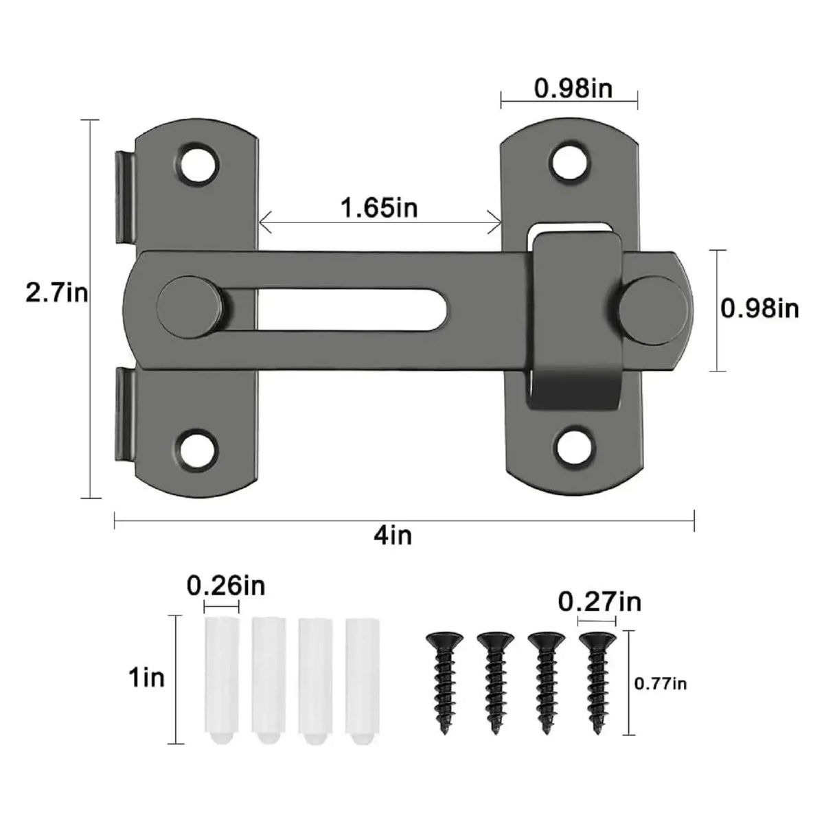 2 Pcs/Set Barn Door Lock, 180 Degree Flip Sliding Barn Door Lock, Barn Door Lock, Sliding Door, Pet Door, Garage, Bathroom, Window, Outdoor (Black)