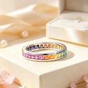 Fine Silver Moissanite Eternity Band