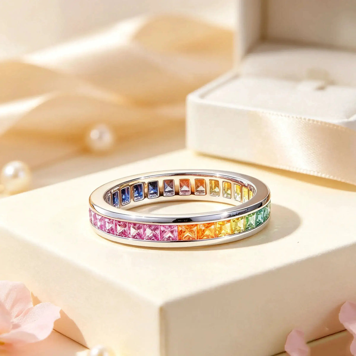 Fine Silver Moissanite Eternity Band — product image 5