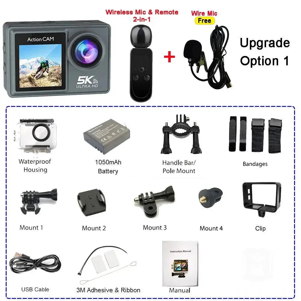 5K Action Camera Capture Adventure With Wireless Mic Remote