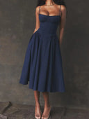 New Fashion Sexy Backless One Cut Collar Strap Dress