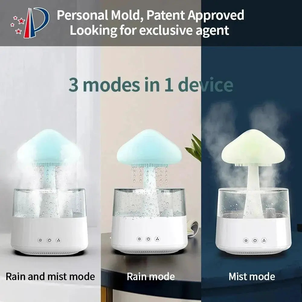 Mushroom Rain Air Humidifier Aroma Diffuser Night Light
