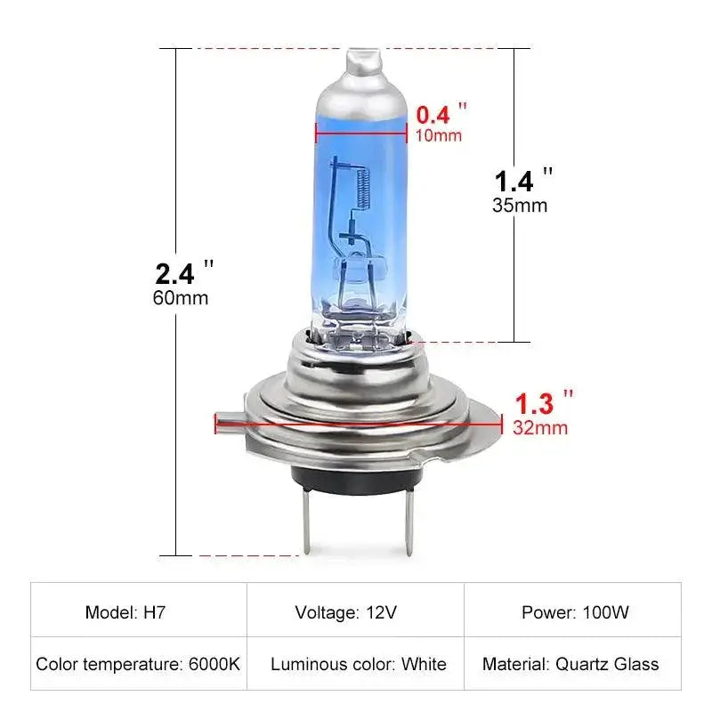 H7 Halogen Headlight Bulbs Super Bright 6000K White Light