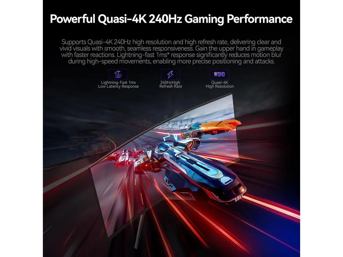 HKC 34 inch UltraWide QHD 2K 1440P (Quasi 4K) 240Hz 1ms DIC HDR400 95% DCI-P3 Curved Gaming Computer Monitor with Height Adjustable, Swivel, Pivot & Tilt Stand CG345UK