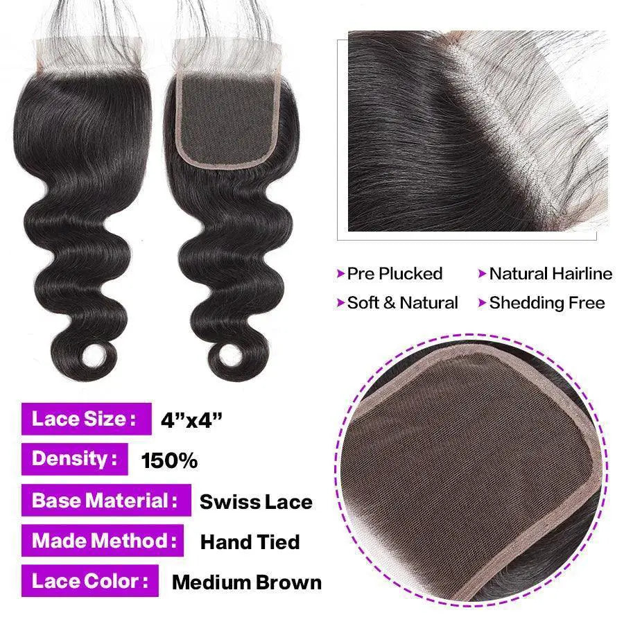 Brazilian Body Wave Hair Set Premium Virgin Hair 4 Bundles