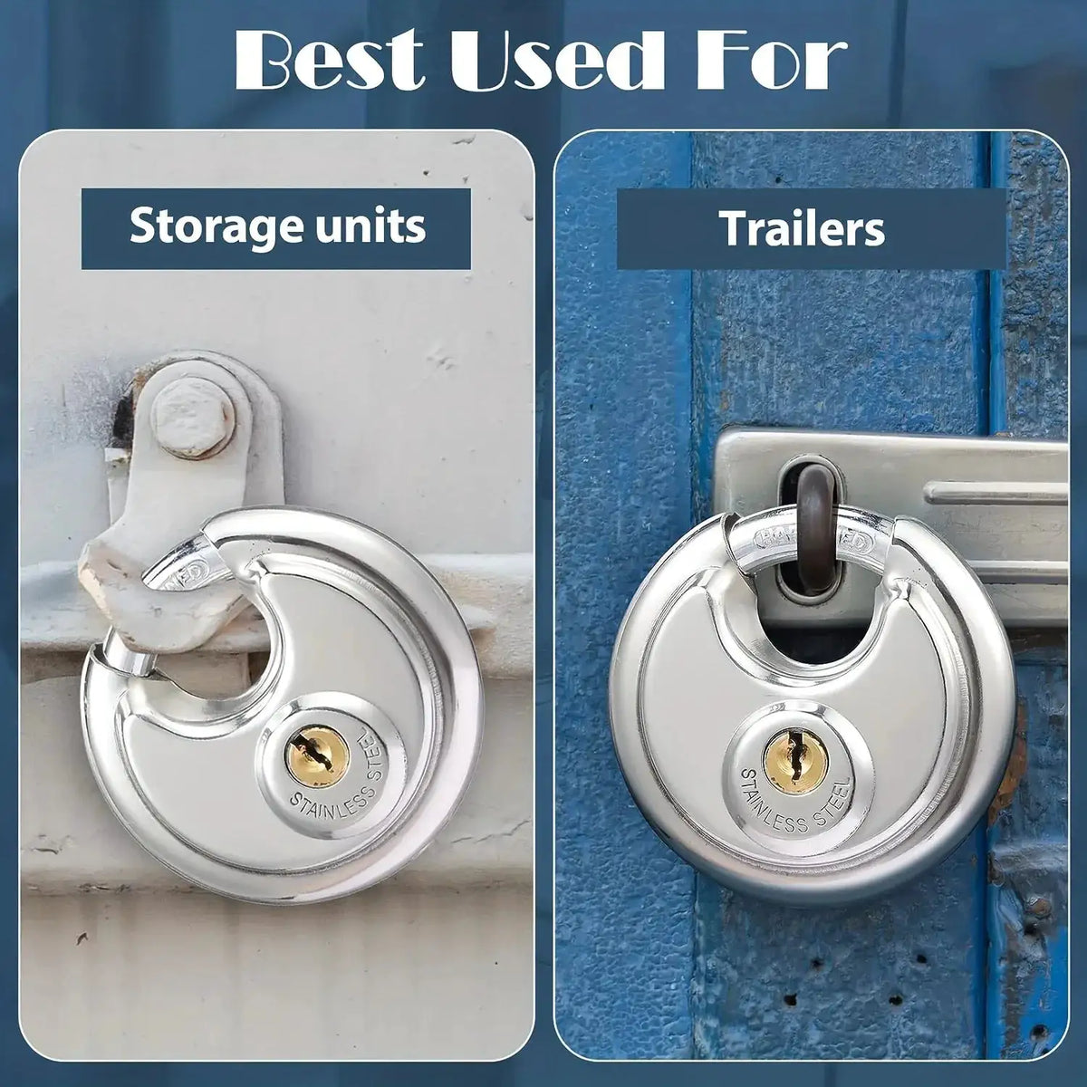 1/2/3PCS 60MM Round Stainless Steel Heavy Duty Key Lock Security Padlock Outdoor Gym Safely Door Lock Anti-theft Tools