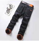 Winter Men Black Blue Straight Stretch Denim Pants Sale