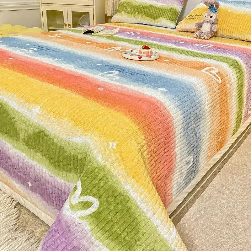 Soft Thickened Warm Milk Velvet Bed Cover Non Slip Bedsheet