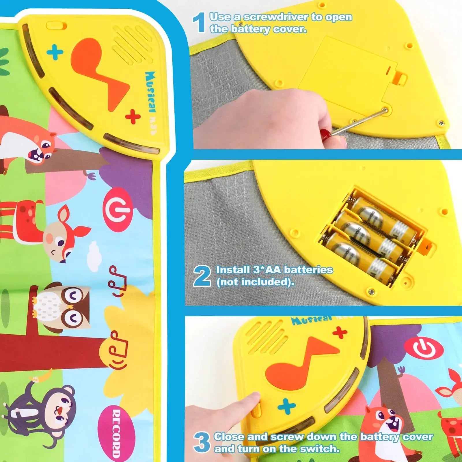 80x30cm Kid Music Piano Mat With 8 Animal Sounds Gifts