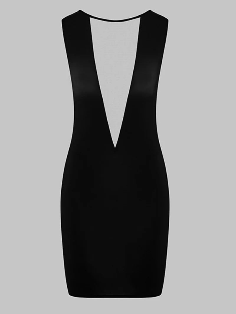 V Neck Mesh Bodycon Dress