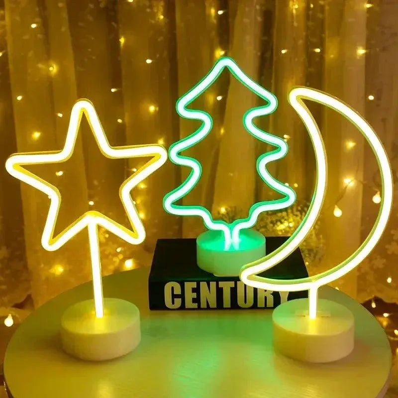 Neon Star Moon LED USB Night Light for Home Decor Accent