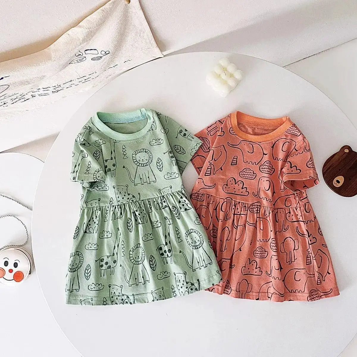Sanlutoz Baby Girl Cotton Summer Dress Hand Painted O Neck