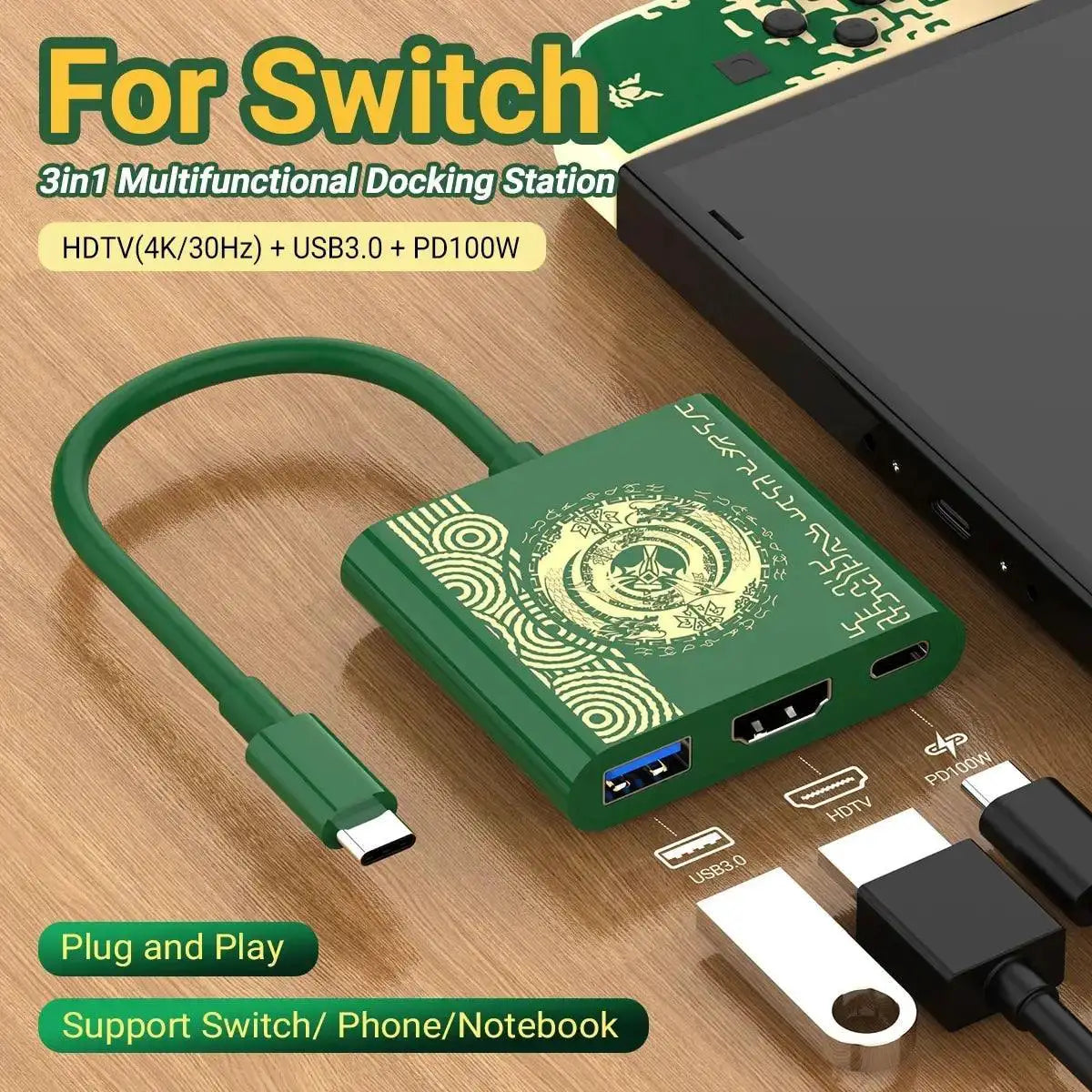 Ultimate Portable Nintendo Switch Gaming Hub HDMI USB 3