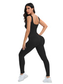 Shapewear Jumpsuits With Built In Bra Bodycon Ribbed Sleeveless Square Necklines