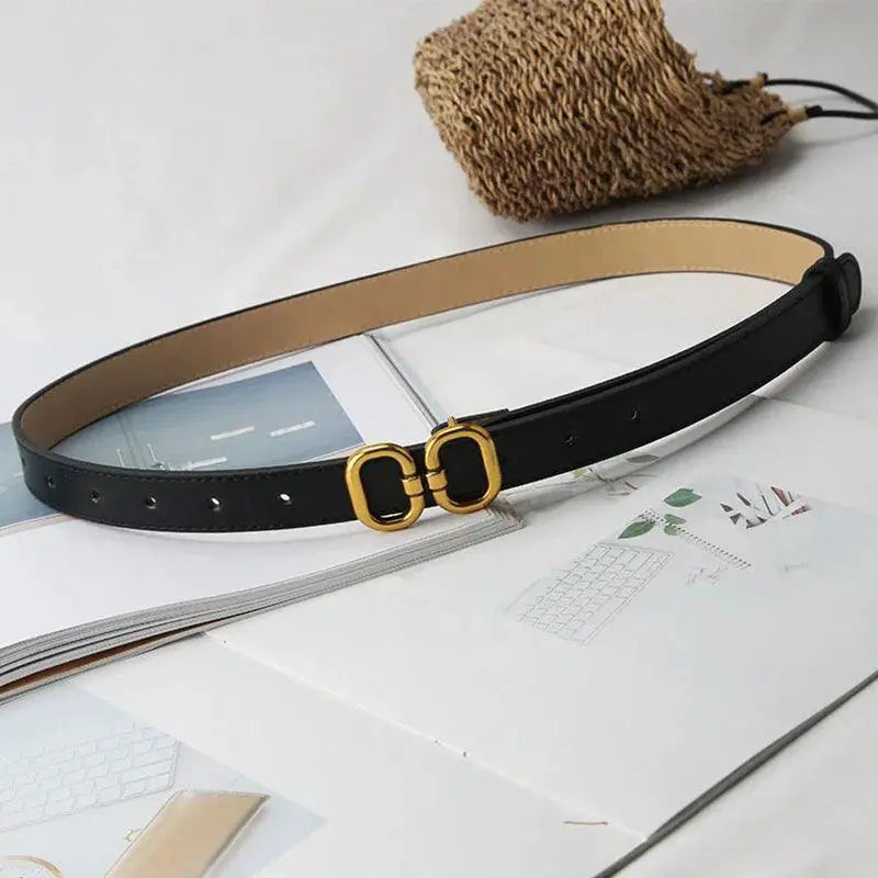 Womens PU Leather Belt With Chic Metal Buckle Fashion