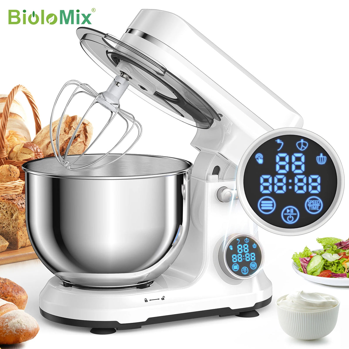 BioloMix Kitchen Food Stand Mixer, DC Motor, Digital OLED Screen — product view 1