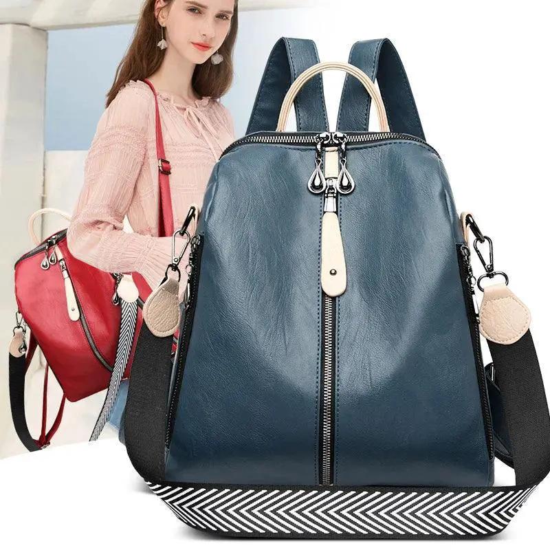 Women Soft Leather Backpack Fashion Rucksack Large Capacity