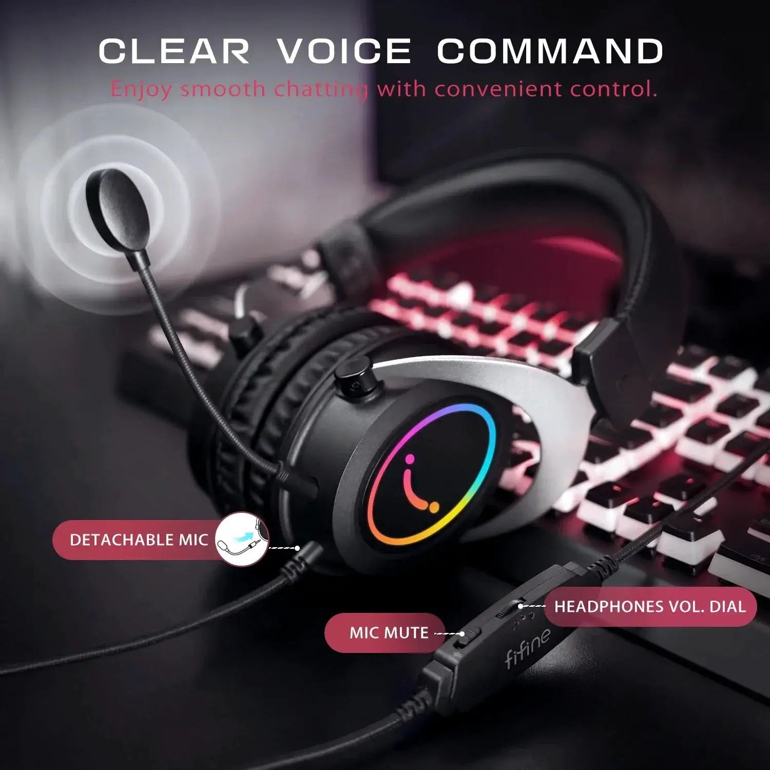Dynamic RGB Gaming Headset With Microphone Control