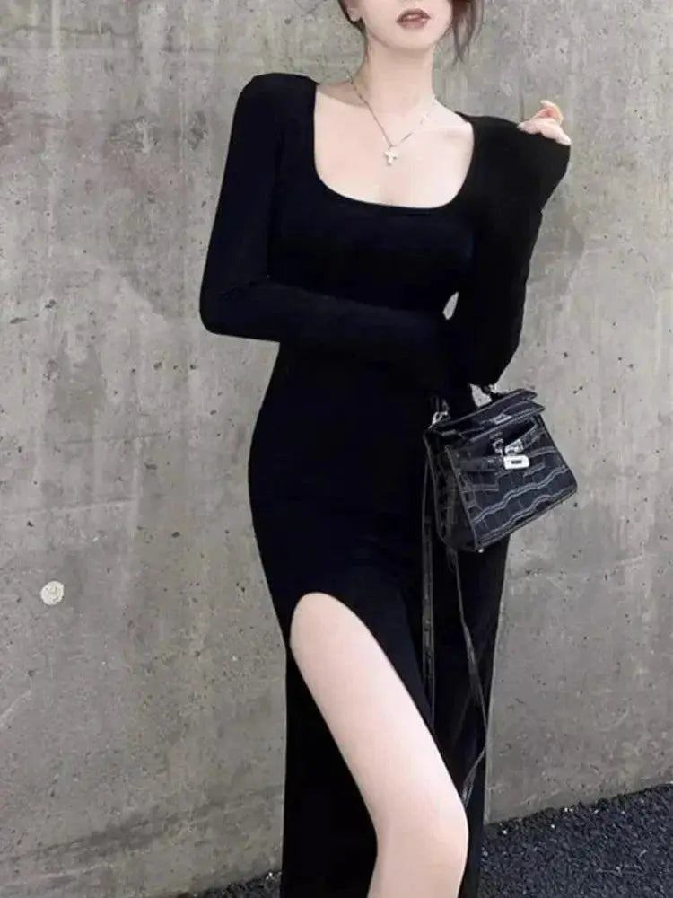 Black Wrap Dress Seductive Street Style Elegance Chic