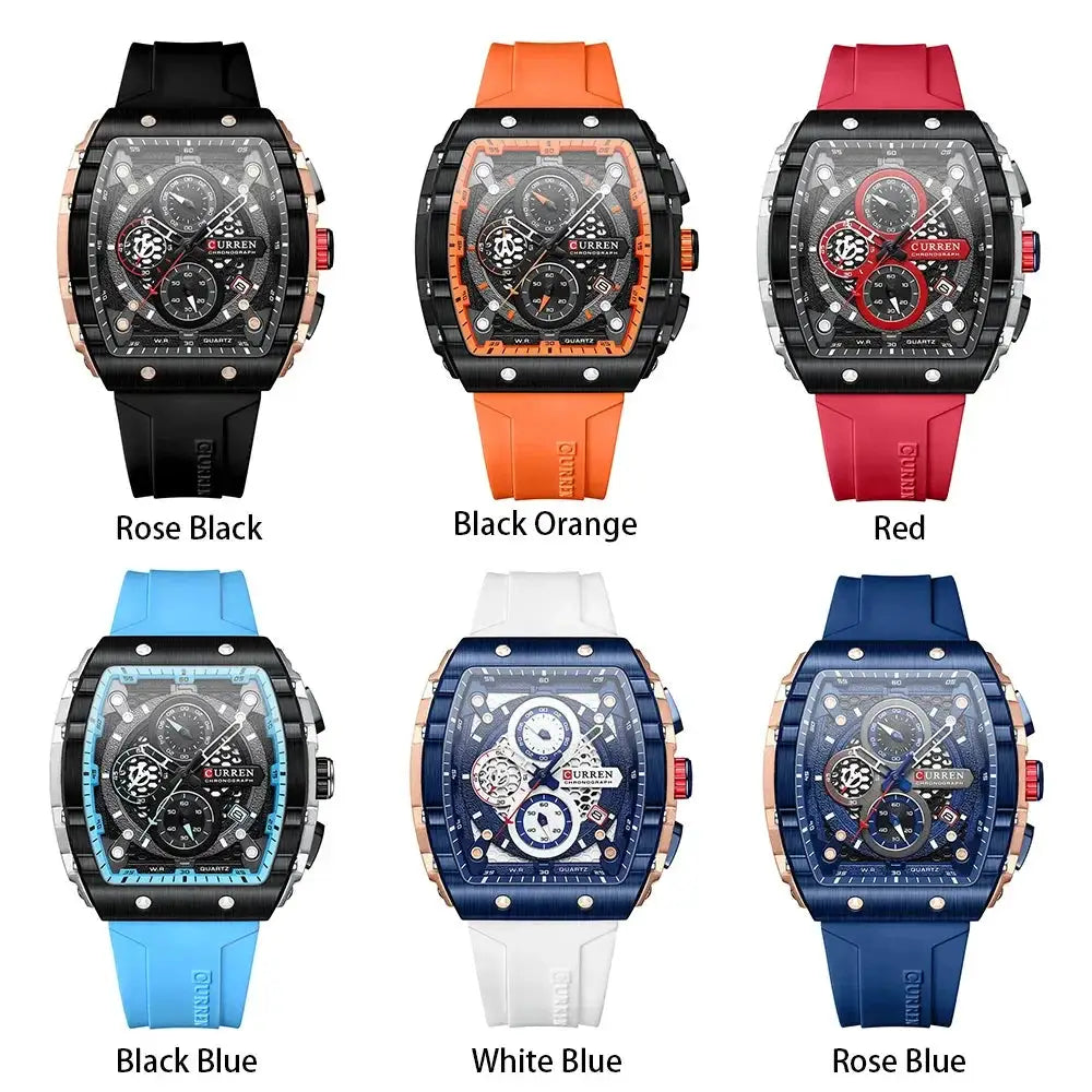Men's Luxury Chronograph Quartz Watch With Silicone Band