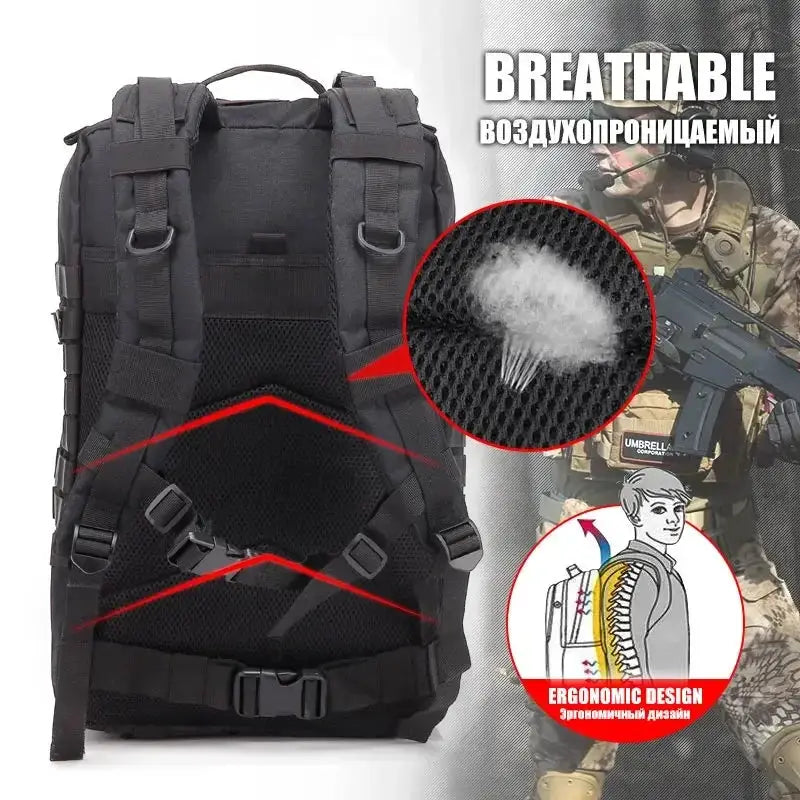 Large Capacity Waterproof Tactical Backpack 50L For Men