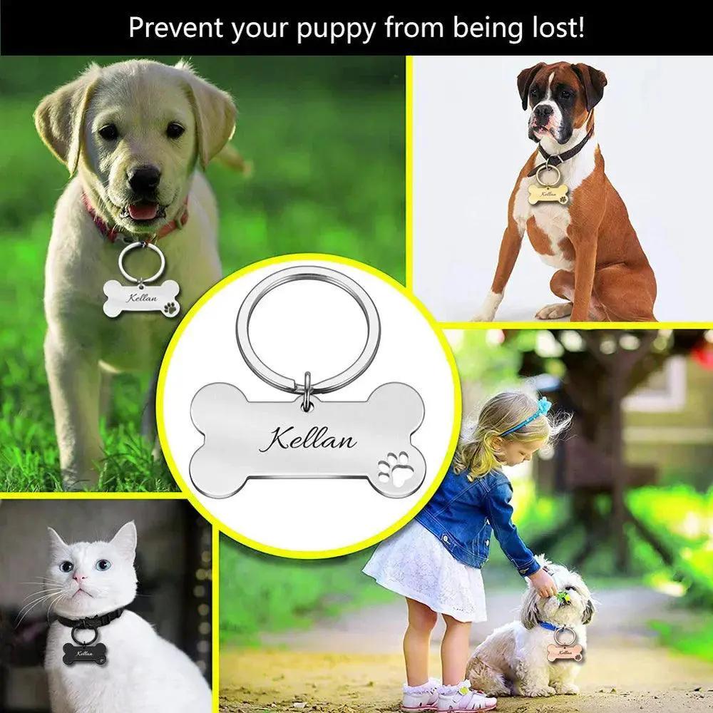 Personalized Pet Identification Tag Engraved Bone Pendant