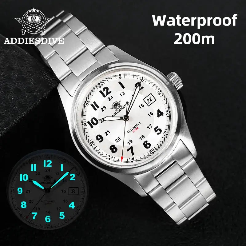 ADDIESDIVE Men Luxury Automatic Mechanical Watch 8215 Movement Sapphire Glass 200M Waterproof Luminous Analog Wristwatches AD2525