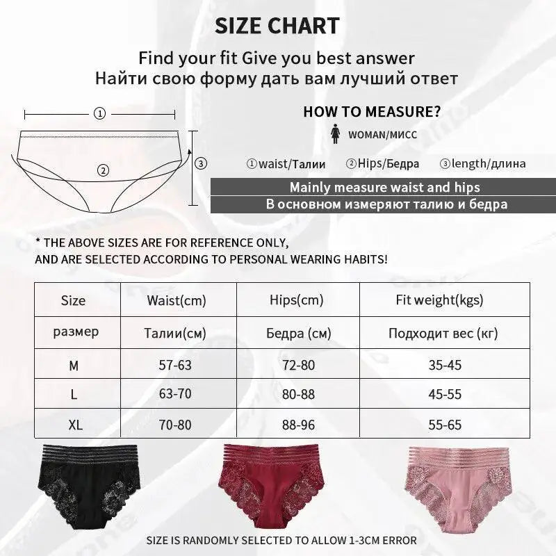 Elegant Lace Panties Trio Breathable Underwear Set For Women