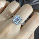 Moissanite Ring in Sterling Silver Rectangle