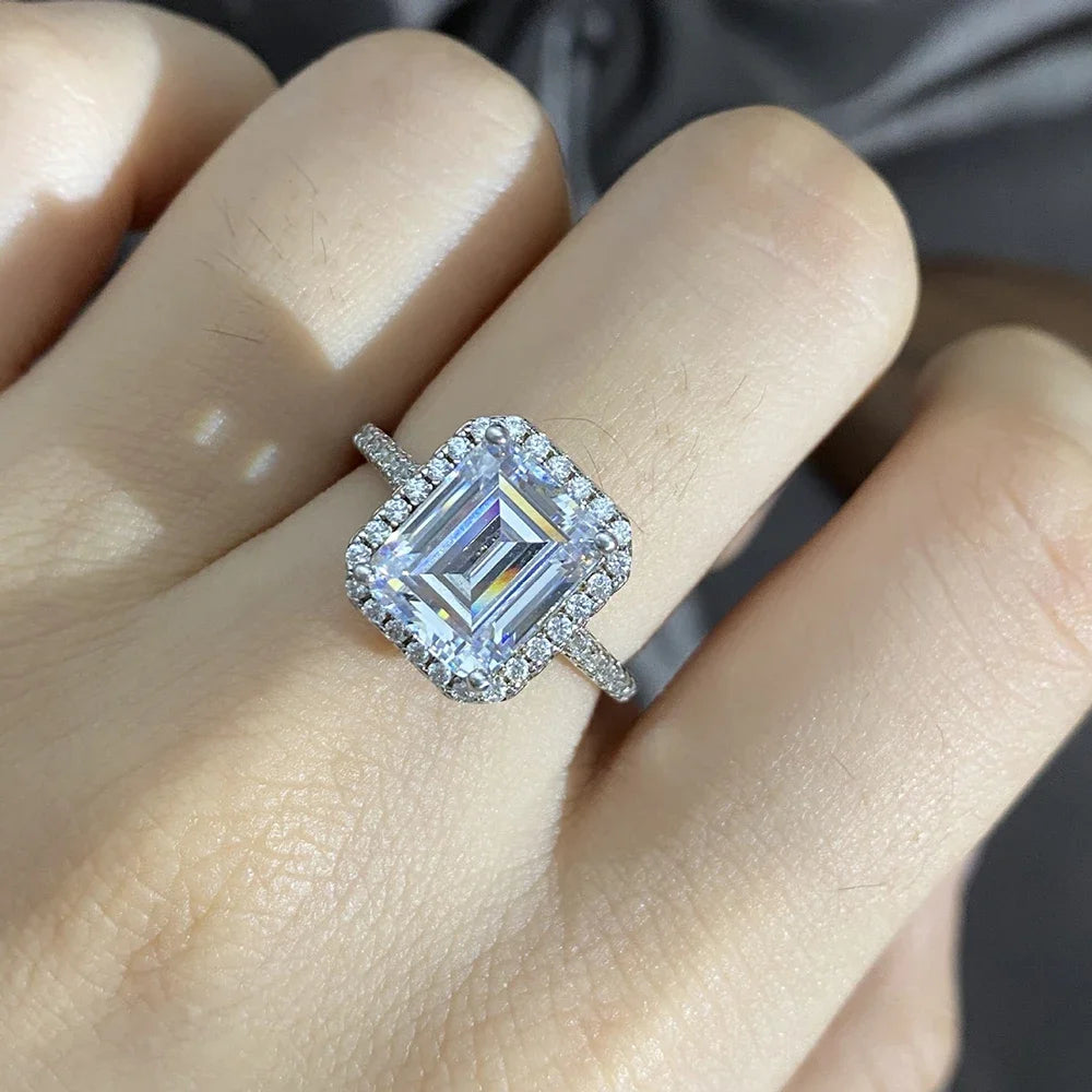 Moissanite Ring in Sterling Silver Rectangle — product view 4