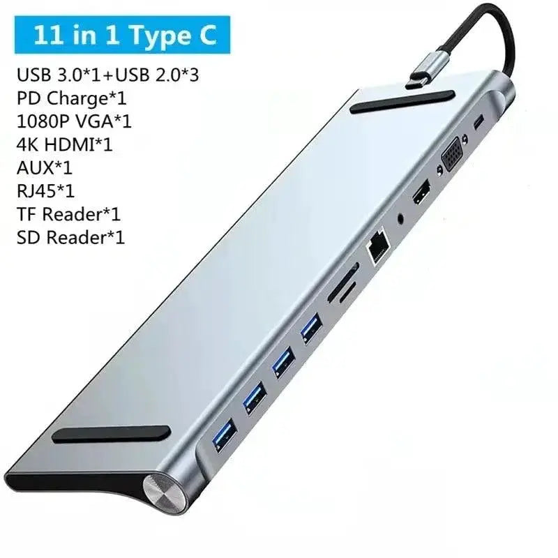 Cerastes USB C Hub 4KHD RJ45 VGA 4 USB 3.0 Hub Multiport