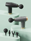 Fascia Gun: Black 4-Head Mini Multi-Stage Massage Equipment