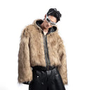 Faux Leather Hooded Fashion Jacket