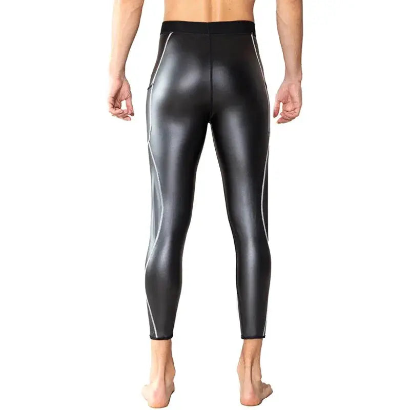 Mens White Splicing Leather Pants With Waist Trainer Sale