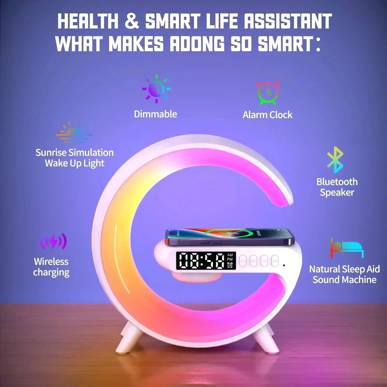 4 In 1 Wireless Charger Pad Stand Speaker RGB Night Light - OurLum.com